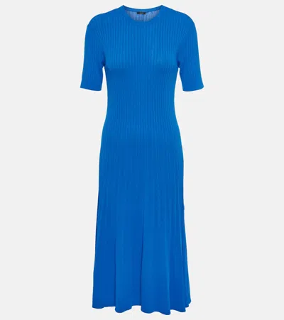 Joseph Ribbed-knit Midi Dress In Blue