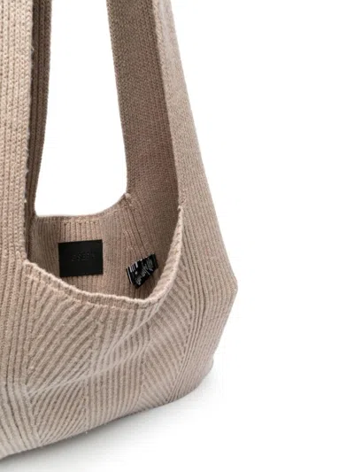 Joseph Ribbed Knit Shoulder Bag In Soft Grey Fabric In Multi