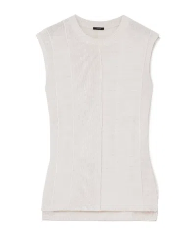 Joseph Ribbed-knit Linen-blend Top In Ivory