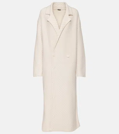 Joseph Ribbed-knit Wool-blend Coat In White