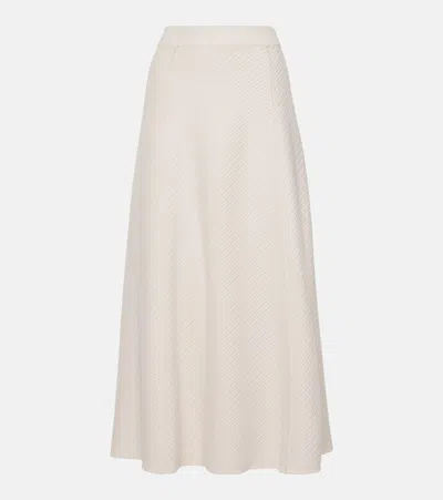 Joseph Ribbed-knit Wool-blend Midi Skirt In White