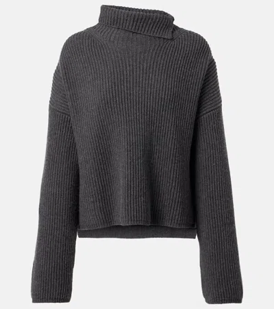 Joseph Ribbed-knit Wool-blend Turtleneck Sweater In Gray