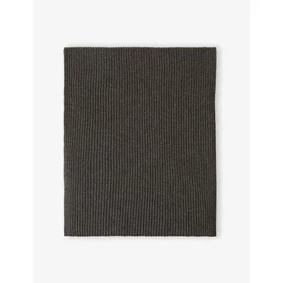 Joseph Womens Smoke Ribbed Knitted Wool-blend Scarf In Brown