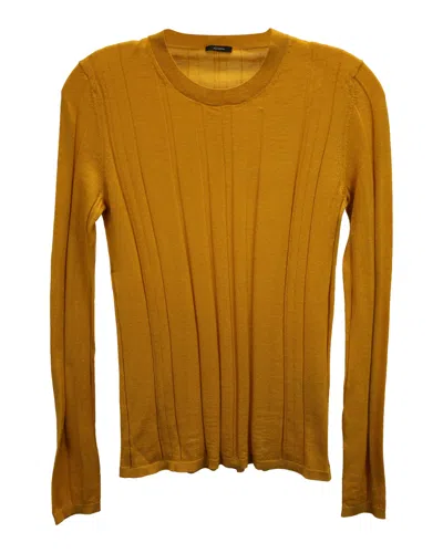 Pre-owned Joseph Ribbed Long Sleeve Top In Yellow Wool In Brown