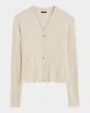 Joseph Womens Quail V-neck Ribbed Wool-blend Cardigan In Quail