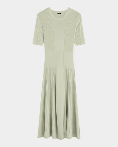 Joseph Ribbed Merino Wool Midi Sweater Dress In Green