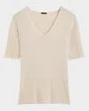 Joseph Womens Quail V-neck Ribbed Wool Top In Quail