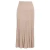 Joseph Ribbed Midi Skirt In Beige Merino Wool In Beige