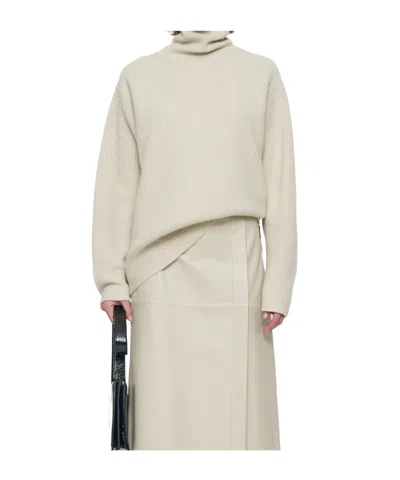 Joseph Ribbed Panelled Turtleneck Sweater In Gray