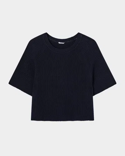 Joseph Ribbed Raglan-sleeve Top In Navy