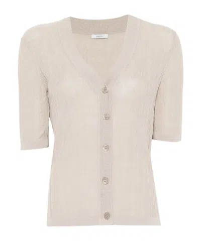 Joseph Ribbed Short-sleeve Cardigan In Neutral