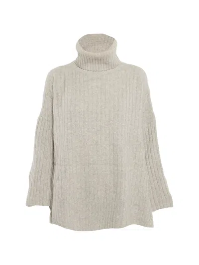 Pre-owned Joseph Ribbed Turtleneck Sweater In Gray