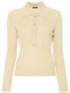 Joseph Ribbed Wool Polo Top In Neutrals