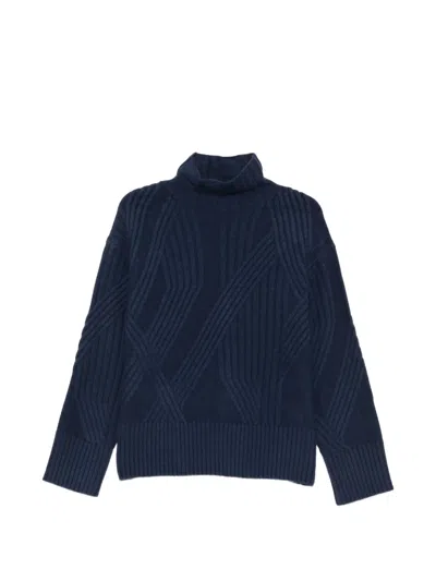 Joseph Ribbed-knit High-neck Sweater In Blue