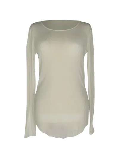 Pre-owned Joseph Ribbed-knit Scoop-neck T-shirt In White