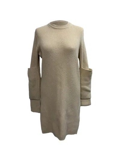 Pre-owned Joseph Ribbed-knit Side-slit Sweater Dress In Neutral