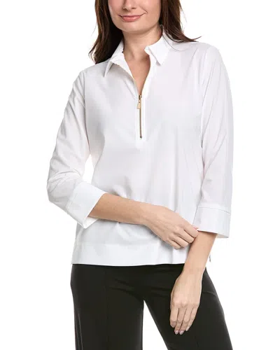 Joseph Ribkoff Stretch Poplin Top In White