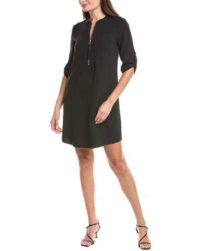Joseph Ribkoff 1/2-zip Shift Dress In Black
