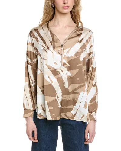Joseph Ribkoff 1/2-sleeve Long Sleeve Top In Brown