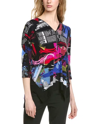 Joseph Ribkoff 1-2-zip Elbow Sleeve Top In Multi