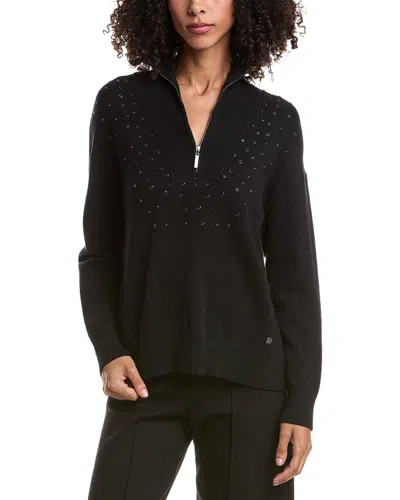 Joseph Ribkoff 1/2-zip Embellished Pullover In Black
