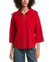 Joseph Ribkoff Zip Front Dolman Sleeve Boxy Sweater In Lipstick Red In Red