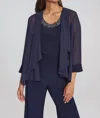 Shop Joseph Ribkoff 2 Pieces Chiffon Cardigan In Midnight Blue