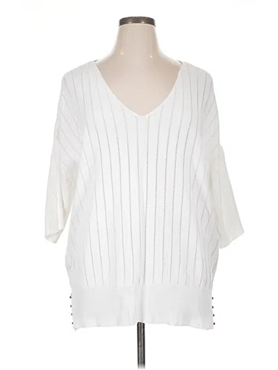 Pre-owned Joseph Ribkoff 3/4 Sleeve Blouse In White
