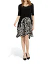 Joseph Ribkoff 3/4 Sleeve Dress In Black/moonstone In Multi