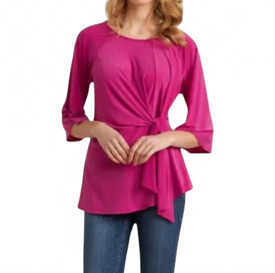 Joseph Ribkoff 3/4 Sleeve Gathered Tie Tunic In Orchid In Pink
