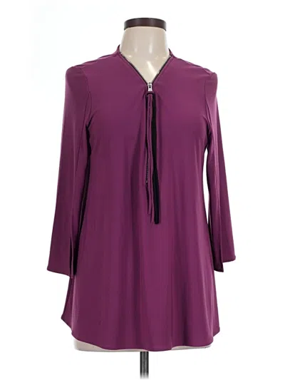 Pre-owned Joseph Ribkoff 3/4 Sleeve Henley Shirt In Purple