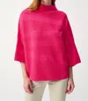 Joseph Ribkoff Mock Neck Three Quarter Sleeve Sweater In Geranium In Pink
