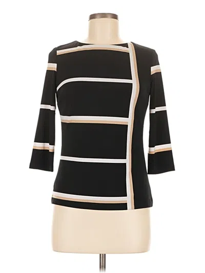 Pre-owned Joseph Ribkoff 3/4 Sleeve Top Black Boatneck Tops