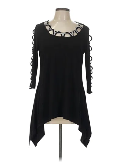 Pre-owned Joseph Ribkoff 3/4 Sleeve Top Black Keyhole Neckline Tops