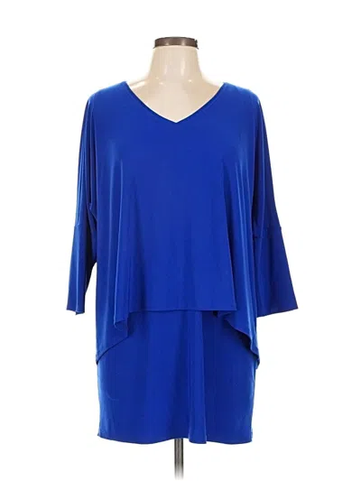 Pre-owned Joseph Ribkoff 3/4 Sleeve Top Blue V Neck Tops