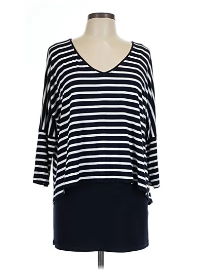 Pre-owned Joseph Ribkoff 3/4 Sleeve Top Blue V Neck Tops