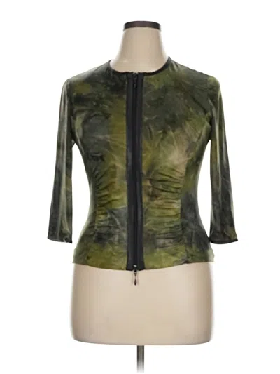Pre-owned Joseph Ribkoff 3/4 Sleeve Top Green Keyhole Neckline Tops