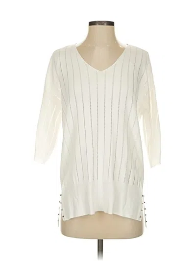 Pre-owned Joseph Ribkoff 3/4 Sleeve Top Ivory V Neck Tops In White