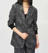 Joseph Ribkoff 3/4 Sleeve Tweed Blazer In Black/off-white