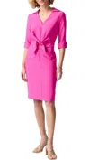 Joseph Ribkoff Tie Front Dress In Ultra Pink In Pink