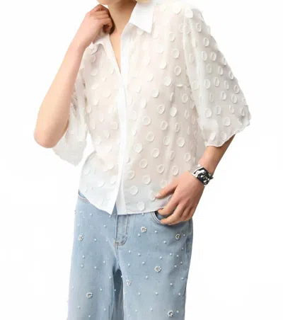 Joseph Ribkoff 3d Dot Jacquard Boxy Blouse In Vanilla In White