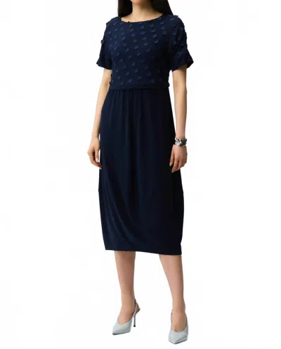Joseph Ribkoff 3d Dot Jacquard Cocoon Dress In Midnight Blue