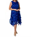 Joseph Ribkoff 3d Dot Mesh Trapeze Dress In Royal Sapphire In Blue