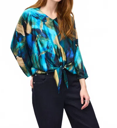 Joseph Ribkoff Abstract Bohemian Dolman Blouse In Blue/multi