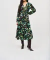 Joseph Ribkoff Abstract Camo Belted A-line Midi Dress In Black/multi