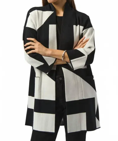 Joseph Ribkoff Abstract Collarless Coverup Cardigan In Black White