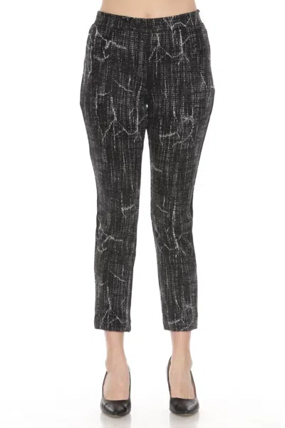 Joseph Ribkoff Abstract Jacquard Knit Slim Pant In Black/off-white
