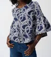 Joseph Ribkoff Abstract Jacquard Trapeze Jacket In Navy/white In Multi