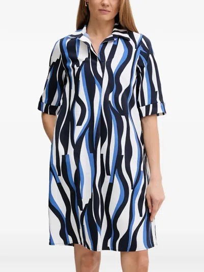 Joseph Ribkoff Abstract Pattern Collared Dress In White