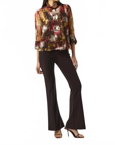 Joseph Ribkoff Organza Abstract Print Two-piece Trapeze Jacket In Multicolor In Brown